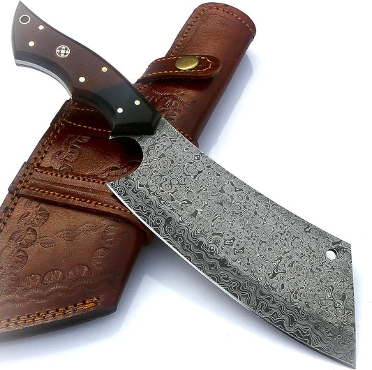 Damascus Cleaver Knife, Meat Cleaver, Butcher Knife for Meat Cutting 12" Handmade Full Tang Cleaver for Meat Vegetables Cutting 0199
