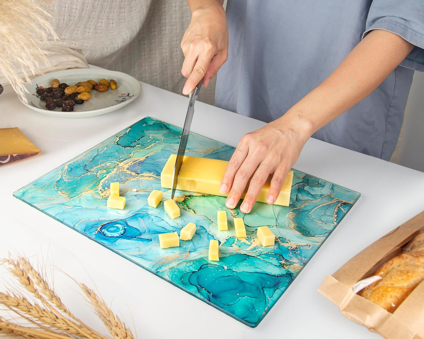 Kitchenville Glass Cutting Board 20”x16”: Tempered Glass Kitchen Counter Protector - Durable- Scratch-Resistant, Heat-Proof - Clear Design