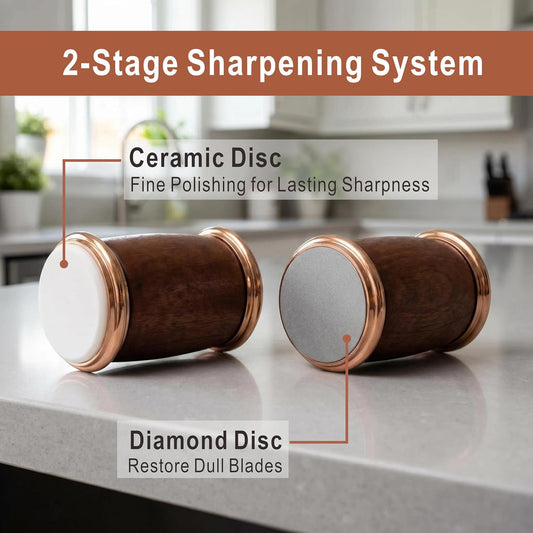 Rolling Knife Sharpener Kit (Silver and wood grain 4 angles)