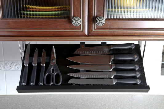 The Drop Block - Under Cabinet Knife Storage - Multiple Sizes & Colors Available (Unfinished, Small)