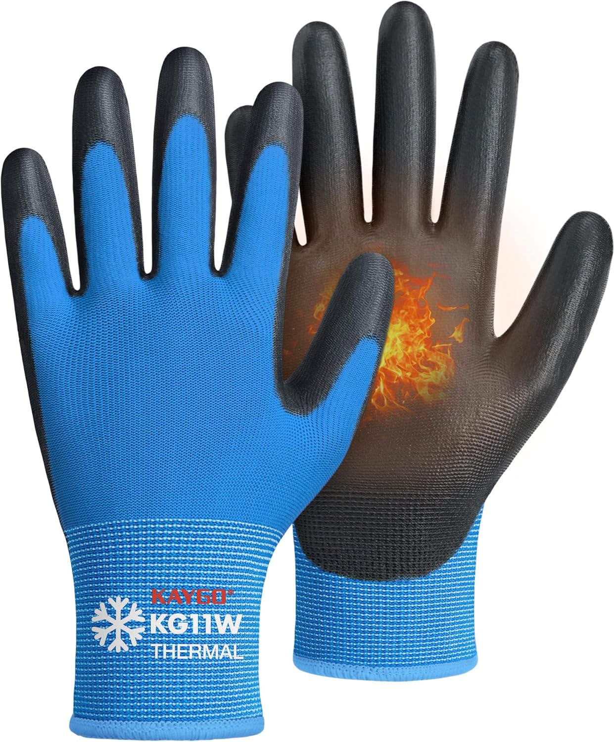 KAYGO Work Gloves for Men and Women,12 Pairs Seamless Knit PU Coated Safety Gloves, with Smooth Grip on Palm and Fingers, Ideal for Light Warehouse, Manufacturing, Gardening, KG11P (M, Black)