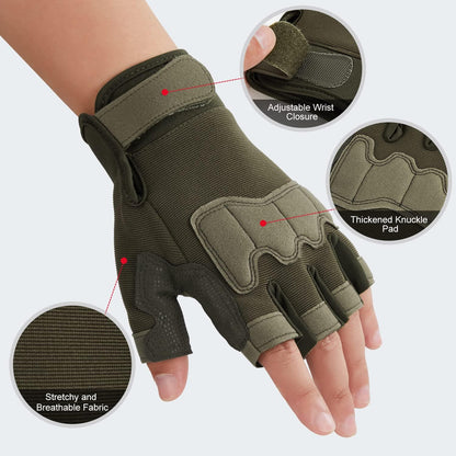 FIORETTO Fingerless Workout & Exercise Gloves for Gym, Weight Lifting, Airsoft, Shooting, Hunting, Hiking, Cycling, Driving, Motorcycle, Climbing M210603