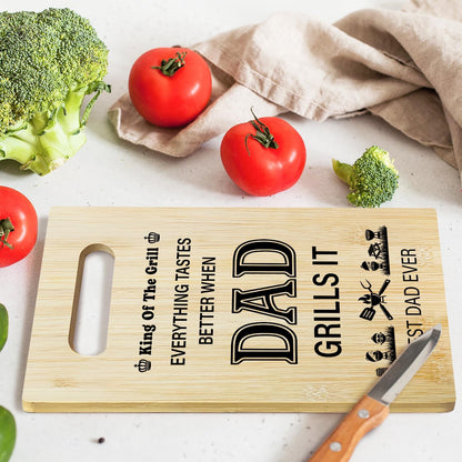 Best Dad Ever Bamboo Cutting Board, Grilling Gift For Men, Funny Charcuterie Boards for Home Kitchen Decor, Father's Day Birthday Gifts for Dad from Daughter Son -047
