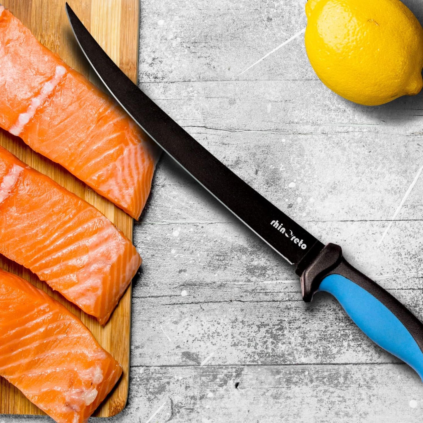 Rhinoreto Fillet Knife for Fish - Razor Sharp G4116 German Stainless Steel Blade, 6.5 Inch Professional Filleting & Boning Knife with Non-Slip Handle, Protective Sheath & Sharpener