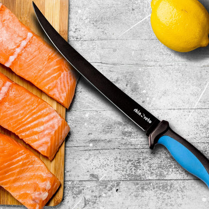 Rhinoreto Fillet Knife for Fish - Razor Sharp G4116 German Stainless Steel Blade, 6.5 Inch Professional Filleting & Boning Knife with Non-Slip Handle, Protective Sheath & Sharpener
