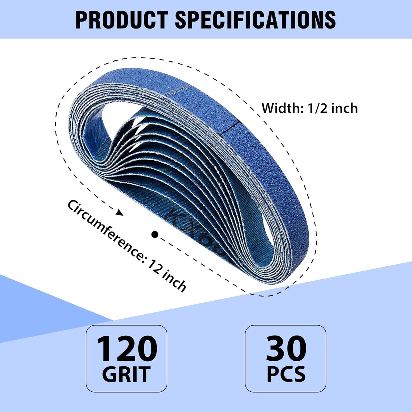 1/2 x 12 Inch Knife Sharpener Sanding Belts for Work Sharp, 5000 Ultra Fine Grit Replacement Sharpening Belt Kit for Official Work Sharp (WSKTS & WSKTS-KT/Mk.1 & Mk.2) Knife & Tool Sharpener, 10 Pcs