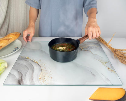 Kitchenville Glass Cutting Board 20”x16”: Tempered Glass Kitchen Counter Protector - Durable- Scratch-Resistant, Heat-Proof - Clear Design