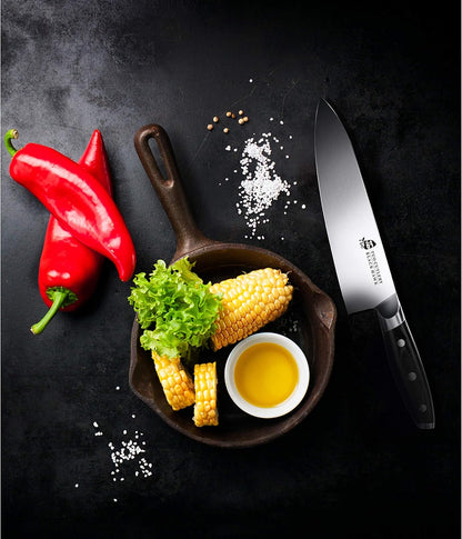 TUO Honing Rod, Knife Sharpening Rod 8 Inch, High Carbon German Steel Knife Sharpener with Ergonomic Pakkawood Handle, Premium Honing Steel for Kitchen Knives Blade Maintenance, Black Hawk Series