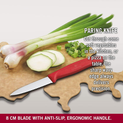 "Victorinox VIC-6.7631 Swiss Classic Paring 3¼"" Serrated Spear Point Blade 5/8"" width at handle Red", multicolor, m