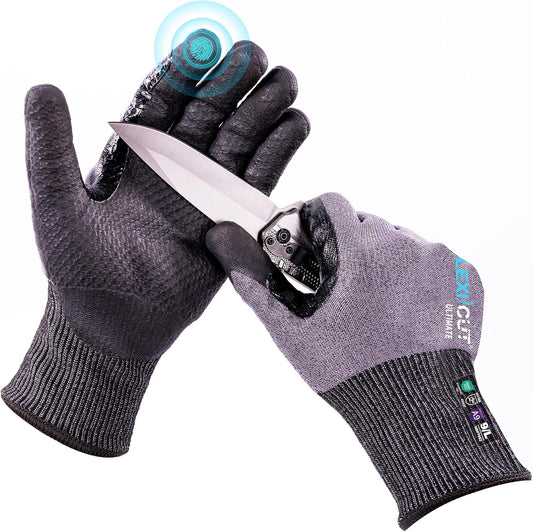 JDL ANSI A9 Highest Level Cut-Resistant Work Gloves, B-COMB™ Breathable Cut Gloves with Extended Thumb Reinforcement, Non-Slip, Durable, Touchscreen, Black, Medium