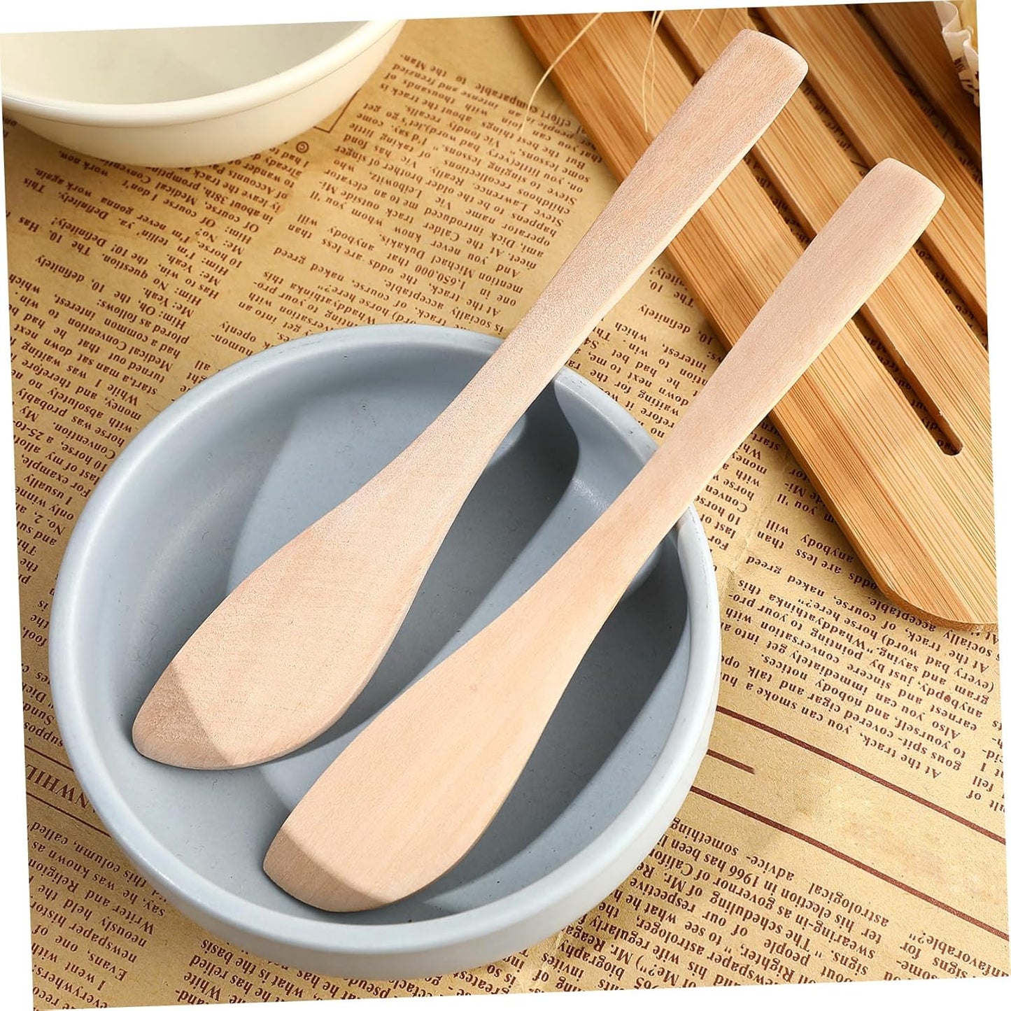 BESTONZON 20PCS Wooden Butter Knife, Mini Jam Spreader Set for Cheese Sandwich, Small Wood Spatula Cream Scraper, Dumpling Spoon, Peanut Food Spreading Knives
