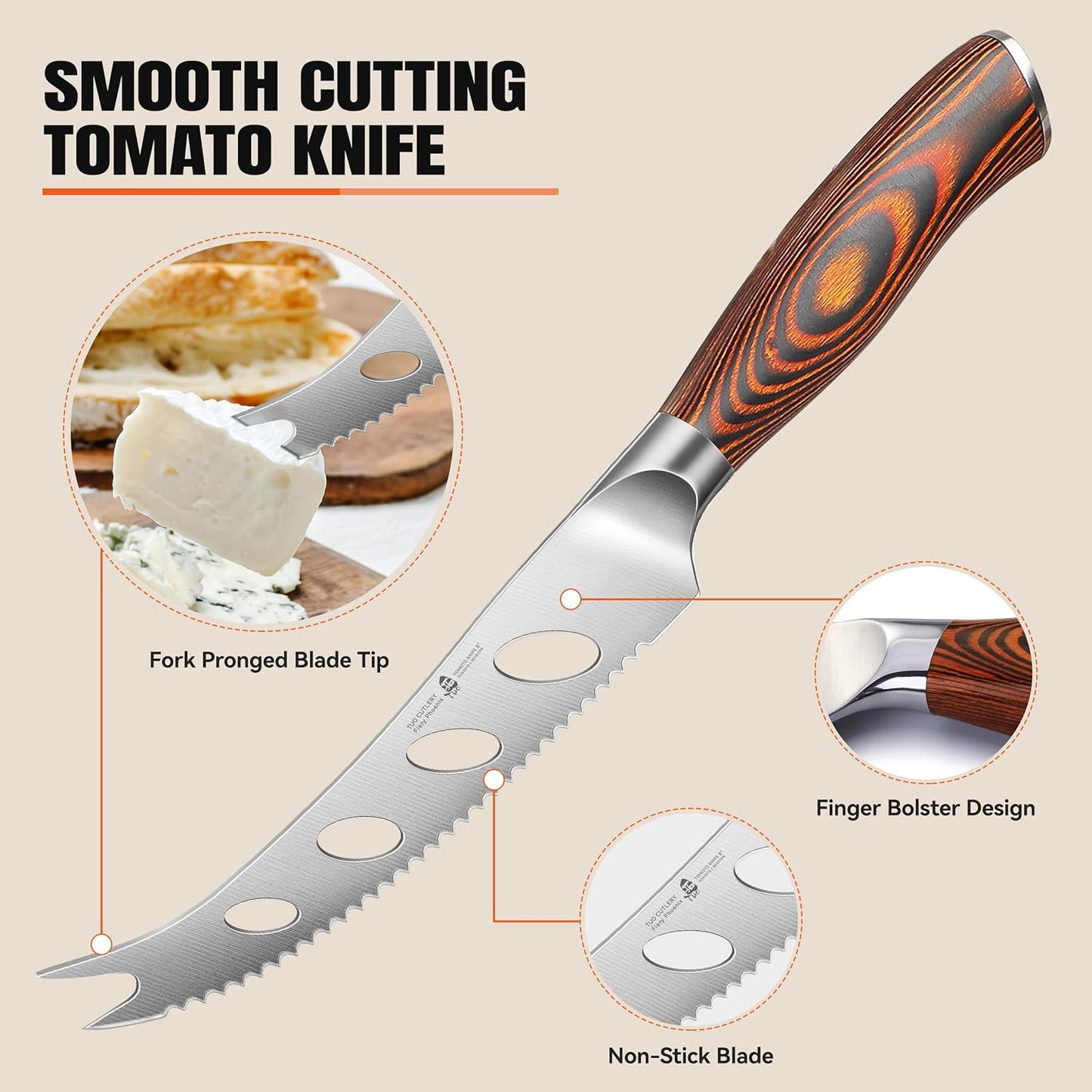TUO Nakiri Knife 6.5" Japanese Vegetable Cleaver, Chef Knife for Kitchen Vegetable Chopping, German High Carbon Stainless Steel, Ergo Pakkawood Handle