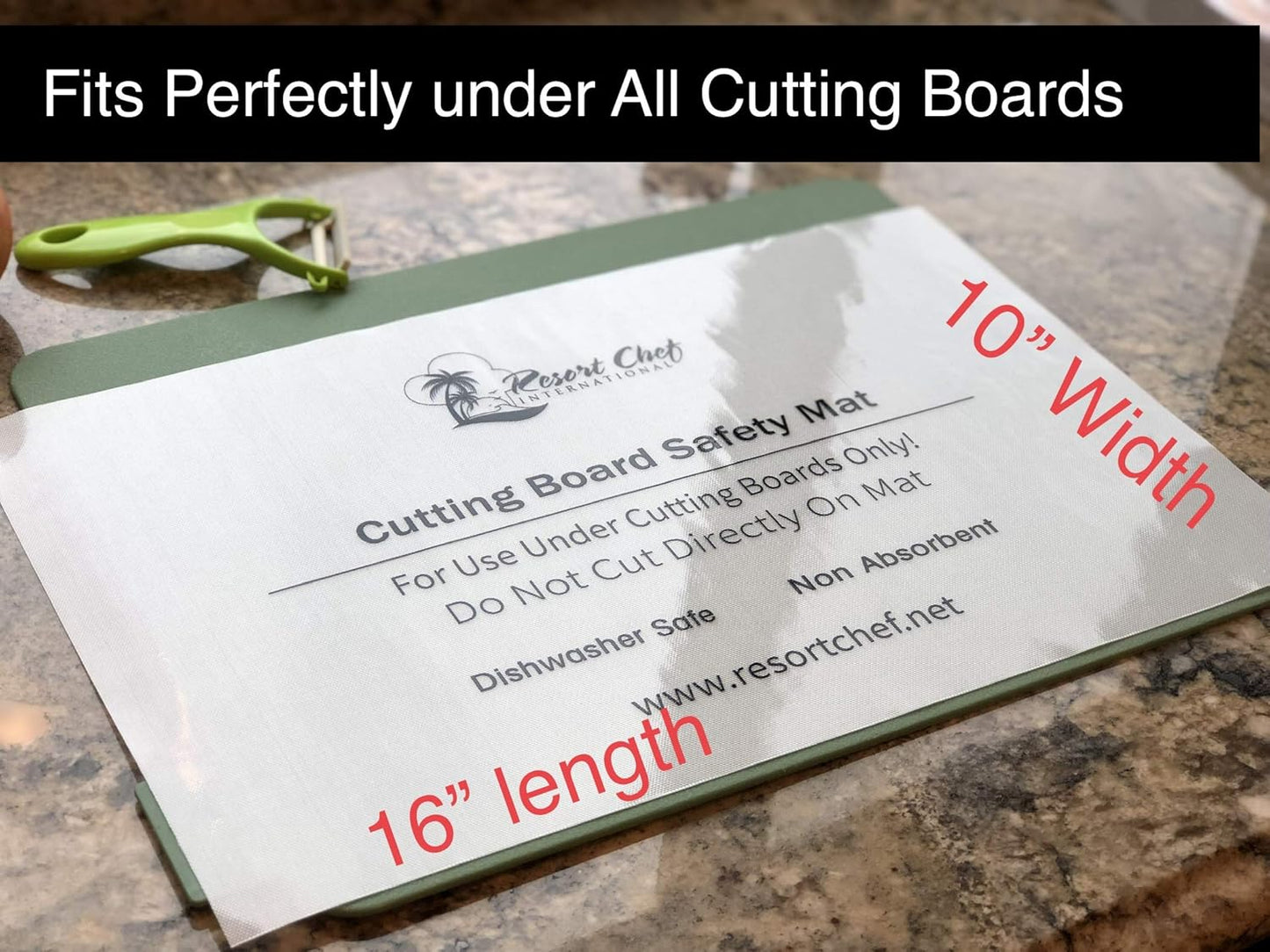 Non-Slip Safety Mat for Under Kitchen Cutting Boards - Hygienic Non-Absorbent and Dishwasher Safe