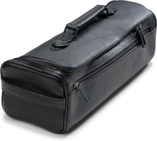 Angus Stoke premium leather knife bag-case, black XXL chef's roll bag with huge storage space - waxed vintage buffalo leather, Arnie (black)
