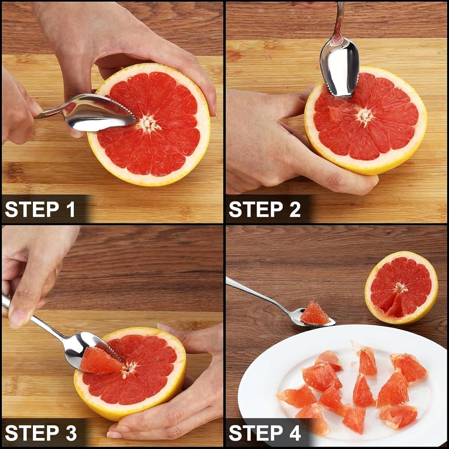 5Pcs Grapefruit Spoons and 3 Pcs Knives Set, Stainless Steel Grapefruit Utensils with Serrated Edge for Easy Cutting & Scooping, Rust-Proof Kitchen Tool for Avocado, Oranges and Melons