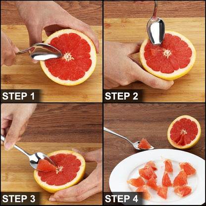5Pcs Grapefruit Spoons and 3 Pcs Knives Set, Stainless Steel Grapefruit Utensils with Serrated Edge for Easy Cutting & Scooping, Rust-Proof Kitchen Tool for Avocado, Oranges and Melons