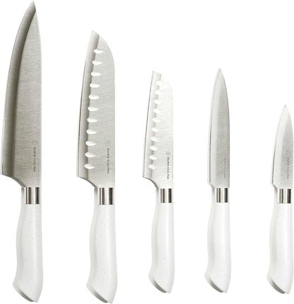 DURA LIVING 14-Piece Color-Coded Knife & Cutting Board Set – Razor-Sharp Stainless Steel Blades with Blade Guards, 4 Multi-Color Flexible Cutting Mats