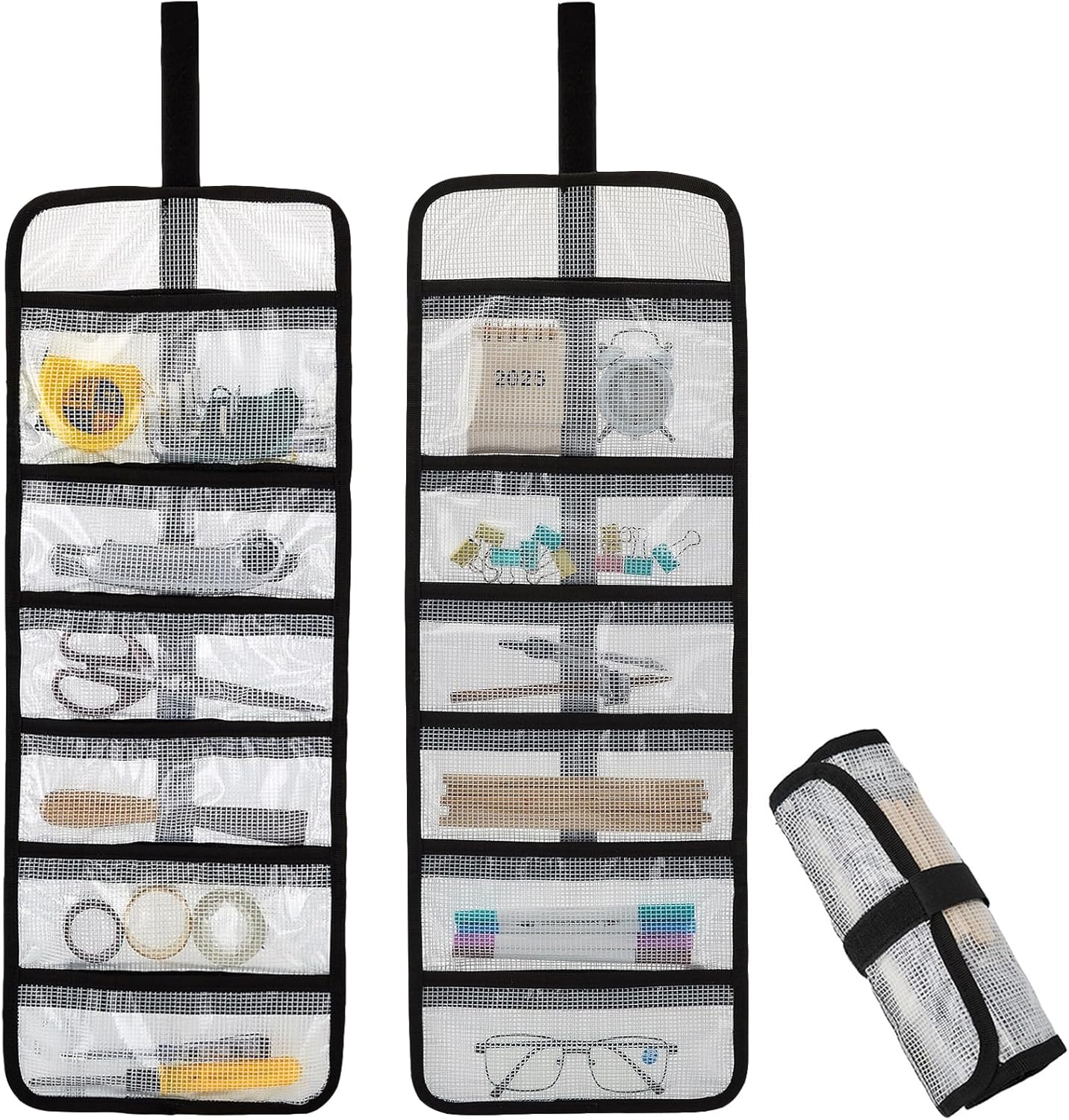 Large Tool Roll Bag, 6-Pocket Expanded Organizer for Longer Tools & Gear | 35.4"x12.2" with 13.5" Pockets, Waterproof PVC- 4 Pack