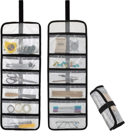 Large Tool Roll Bag, 6-Pocket Expanded Organizer for Longer Tools & Gear | 35.4"x12.2" with 13.5" Pockets, Waterproof PVC- 4 Pack