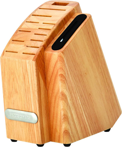 Farberware Edgekeeper Triple Riveted Slim Knife Block Set with Built in Sharpener, 14-Piece, Navy