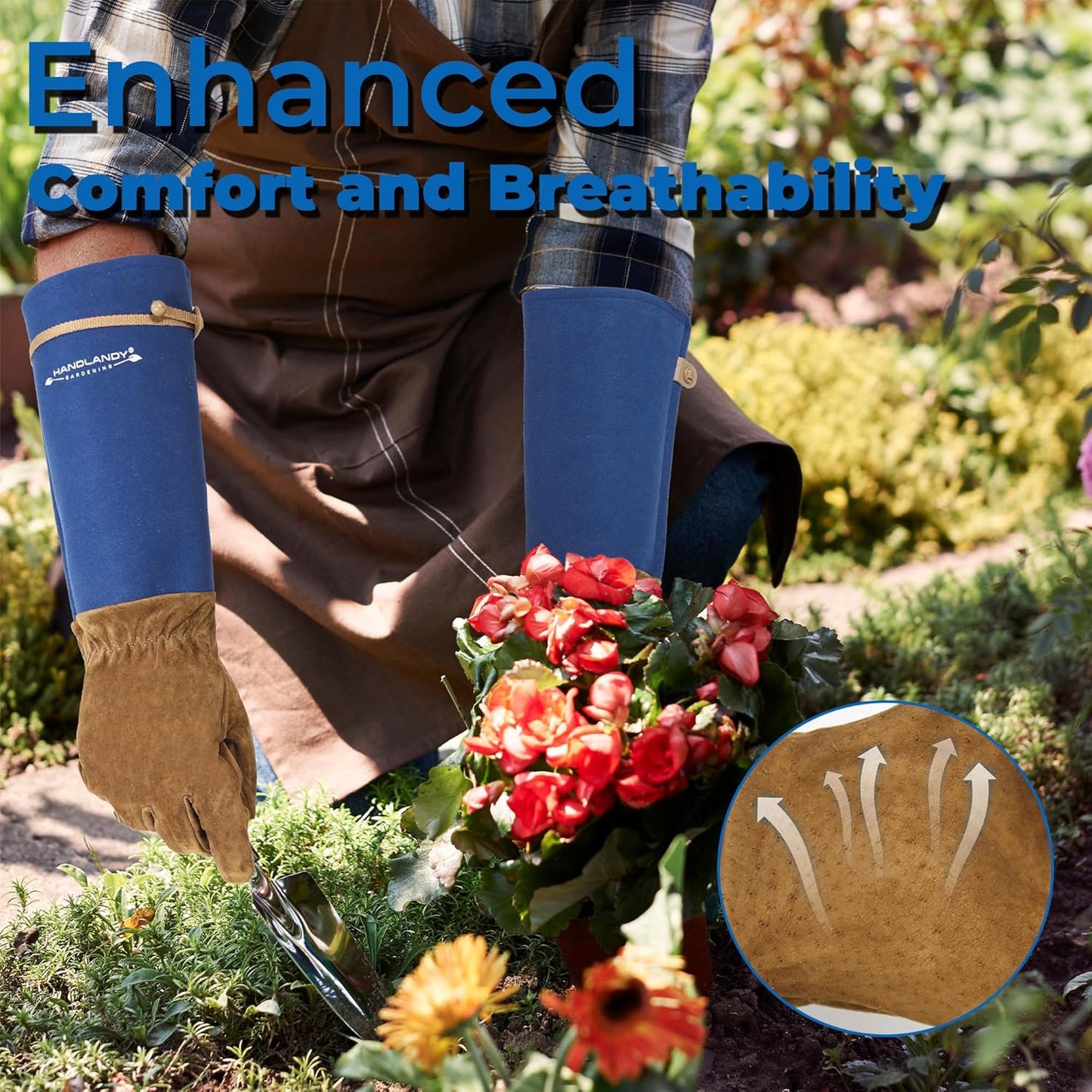 HANDLANDY Rose Pruning Gloves for Men & Women, Long Thorn Proof Gardening Gloves, Breathable Pigskin Leather Gauntlet, Best Garden Gifts & Tools for Gardener