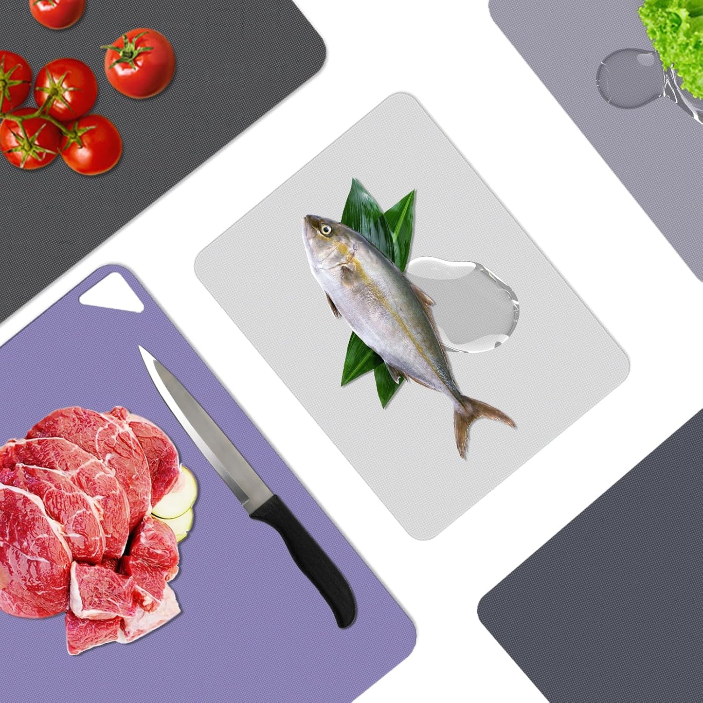 WK Flexible Plastic Cutting Boards Mats for Kitchen, Flexible Non Slip Cutting Mat, Thin Cutting Sheets, BPA Free, Dishwasher Safe, Multi Sizes