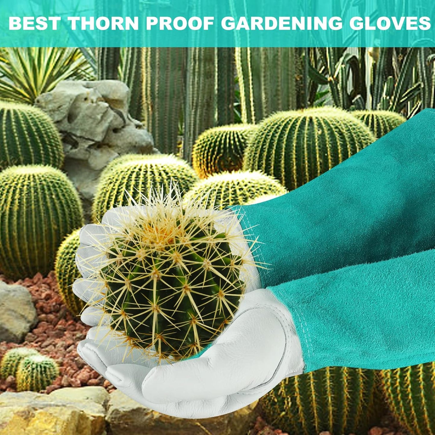 Long Gardening-Gloves Women/Men-Thorn proof Rose Pruning Heavy Duty Gauntlet, Best Garden Gifts for Gardener-L