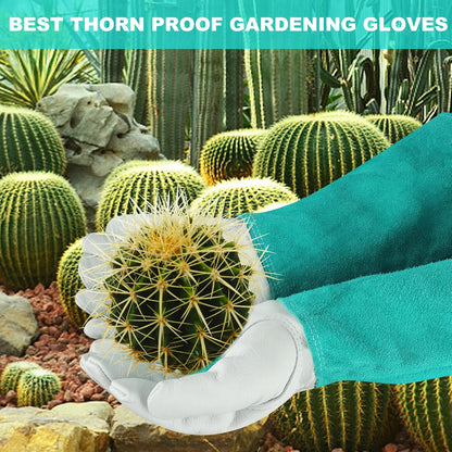 Long Gardening-Gloves Women/Men-Thorn proof Rose Pruning Heavy Duty Gauntlet, Best Garden Gifts for Gardener-L