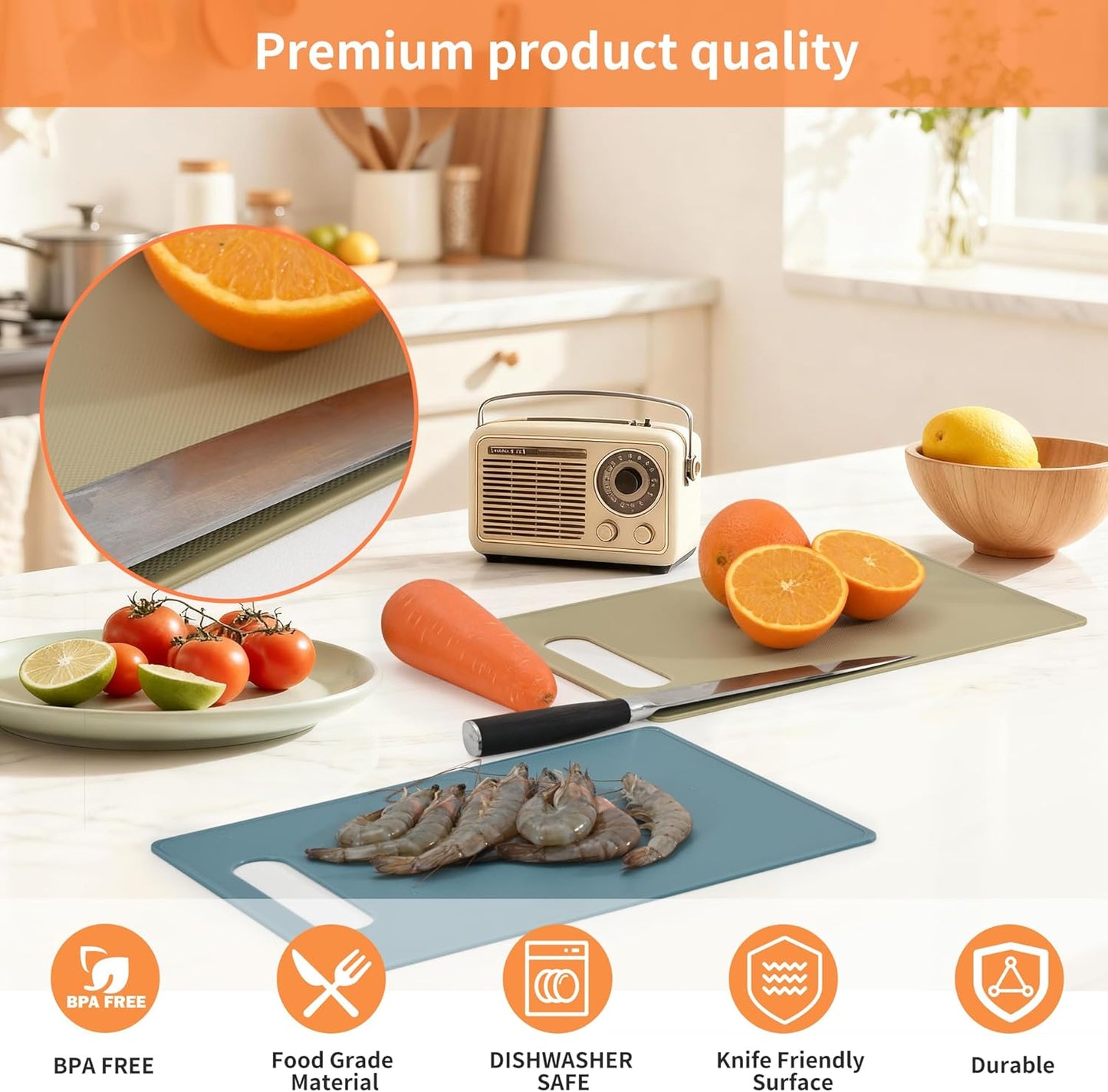 Luckyiren Premium Plastic Cutting Board Set – 3-Pack BPA-Free, Reversible, Easy to Clean, Durable and Lightweight – Ideal for Meat, Vegetables, and Seafood – 14 x 10 inch, Kitchen Essential