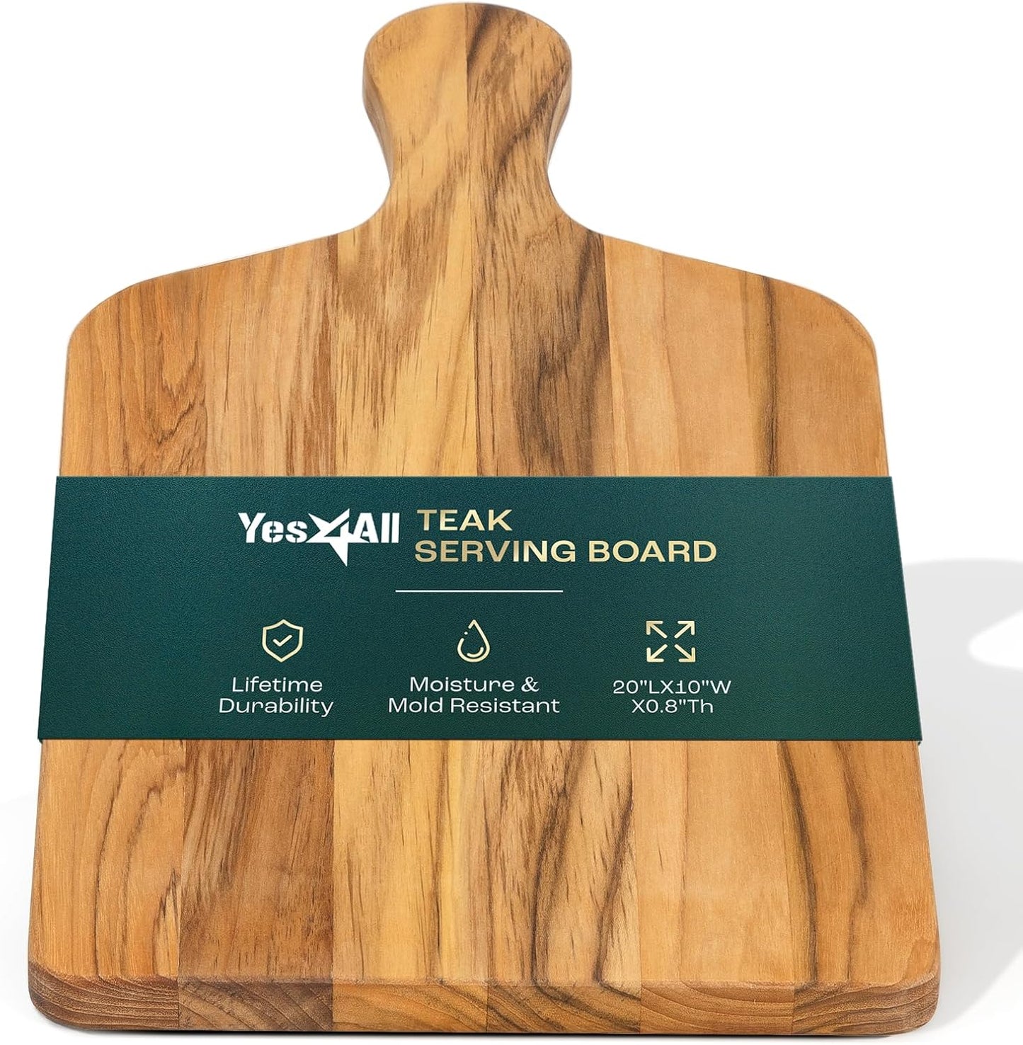Yes4All Durable Acacia Cutting Boards for Kitchen, [17''Lx13''Wx1.5” Thick] Medium Edge Grain Cutting Board, Pre Oiled Wood Cutting Boards, Thick Chopping Board w/Juice Grooves and Easy Grip Handle