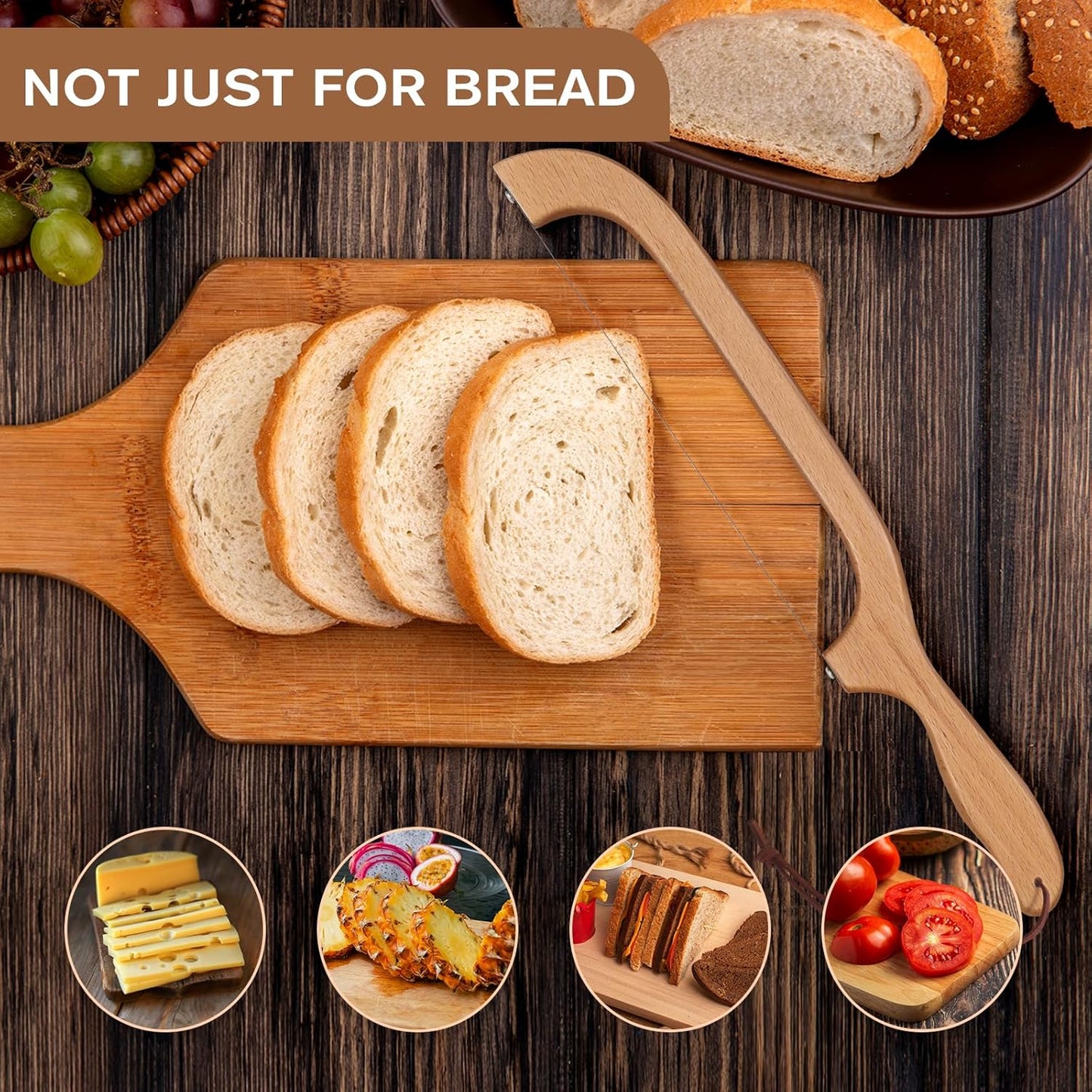 Woodever Bread Knife, 2 Pack Bread Slicer for Homemade Bread, 16'' Wooden Sourdough Bread Knife with Bow Design, Premium Stainless Steel Serrated Bread Cutter for Bagels and Baguettes (2 Pack)