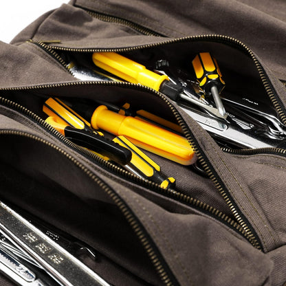 Wrench Tool Roll, Heavy Duty Waxed Canvas Multi-purpose Tool Pouch Bag With 25 Pockets, Easy Storage, Durable (Khaki)