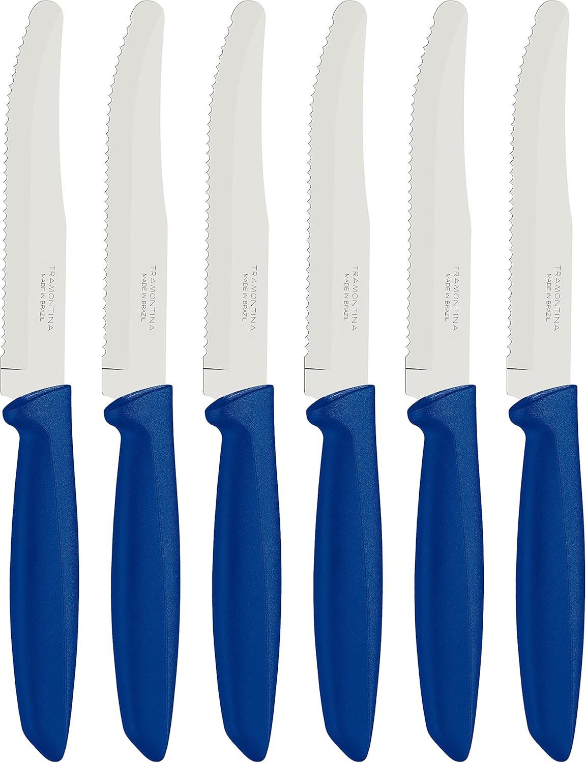 Tramontina Kitchen Knives Set of 6, Serrated Fruit Tomato Cooking Knife, Vegetable Chopper Peeler, Stainless Steel, Multipurpose, Pointed Tip, Brown, 23498454