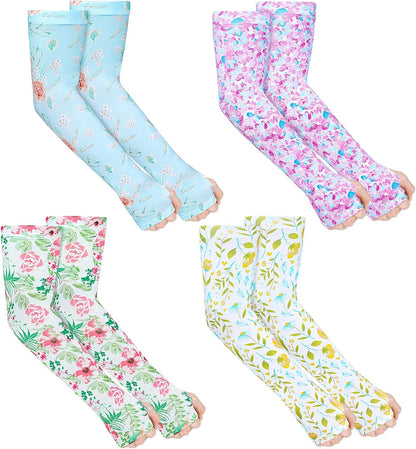 4 Pairs Gardening Sleeves Anti-Slip Arm Protection with Thumb Hole Sun Sleeve Cooling Arm Sleeves for Women Men Outdoor