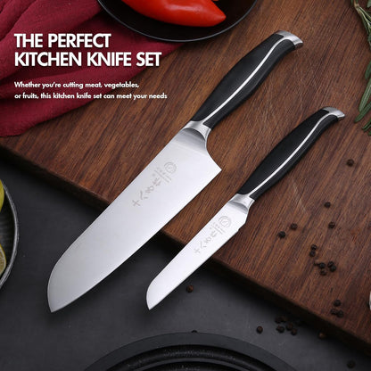 SHI BA ZI ZUO Meat Cleaver Set Chinese Style Patterns 7.09”&6.97" Chef Knife Stainless Steel Professional Kitchen Cleaver And Santoku Knife (Kitchen Knife Set 2 Pcs)