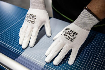 Majestic Cut-Less Dyneema Glove with Polyurethane Palm | 1 Pair - LG | 13 Gauge Liner, ANSI A3, Lightweight Comfort, Breathable, White/White | for Automotive, Industrial, Manufacturing | 37-3435