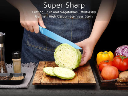 8 Inch Slicing Knife, German High Carbon Stainless Steel Blade and Ergonomic Comfortable Handle, Non-Stick Slicer Knife for Carving Slicing Cutting of Meat Vegetables and Fruits-Blue