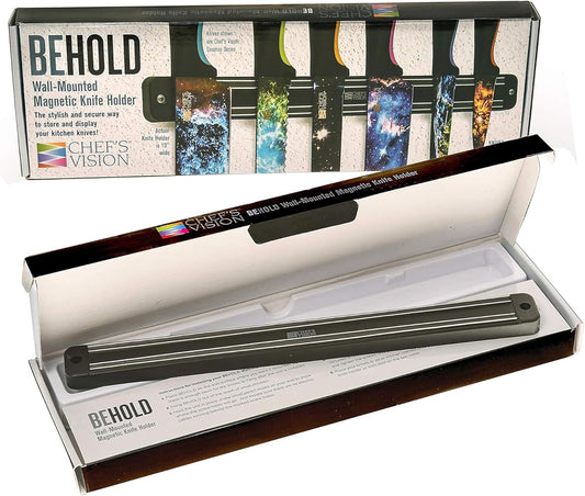 Chef’s Vision Silver Wall-Mount Magnetic Knife Holder - Sleek Magnetic Strip for Knives - Modern Magnetic Knife Bar for Easy Access - Ideal Magnetic Knife Holder for Wall - No Knives Included