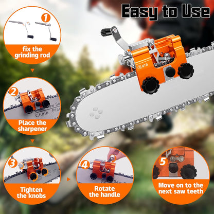 QTG Manual Chain Saw Sharpener,Adjustable Clamp & Precision Guide,Portable Metal Attachment,8-22" Chain/Electric Saws