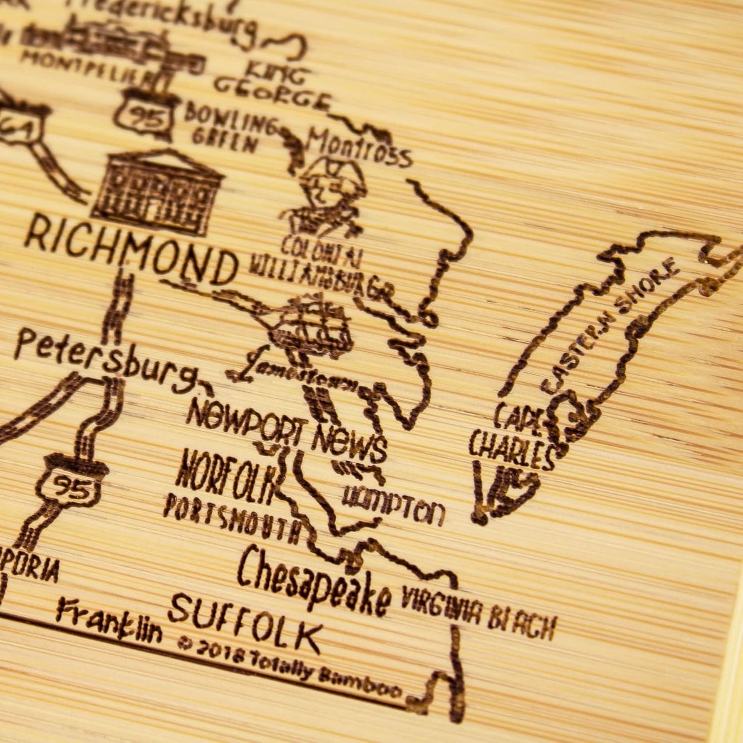 Totally Bamboo A Slice of Life New Jersey State Serving and Cutting Board, 11" x 8.75" - Colors A