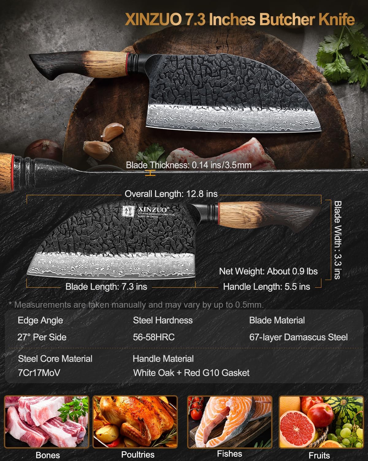 XINZUO 5.6 inch Paring Petty Knife,High Carbon 67 Layers Damascus Steel Fruit and Vegetable Small Kitchen Utility Knife,Burnt Wood Handle