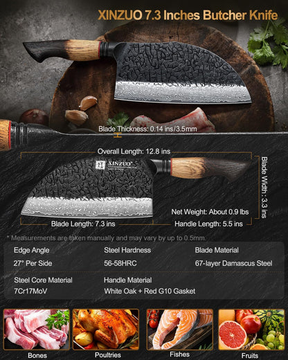 XINZUO 5.6 inch Paring Petty Knife,High Carbon 67 Layers Damascus Steel Fruit and Vegetable Small Kitchen Utility Knife,Burnt Wood Handle