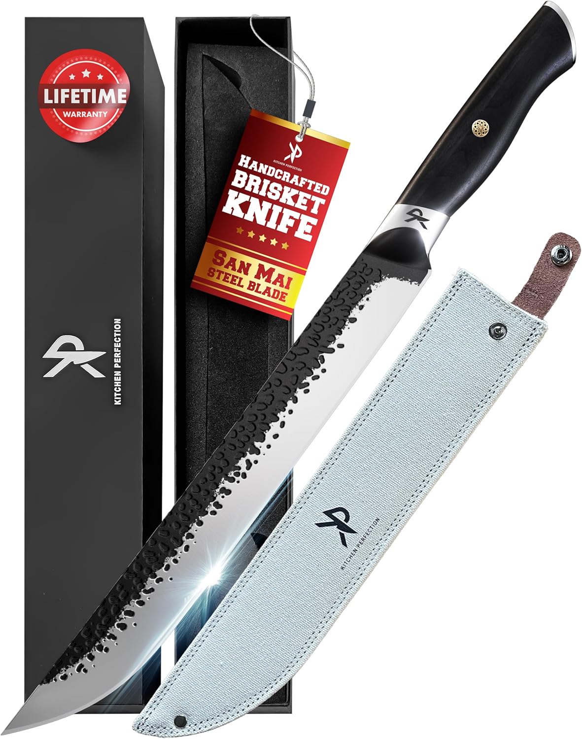 Kitchen perfection Handmade Meat Cleaver Knife for Meat Cutting - Professional 7" Serbian Chef Knife - Made of High Carbon Steel - Hand Sharpen Butcher Knife with Canvas Sheath, Unique Gifts for Men