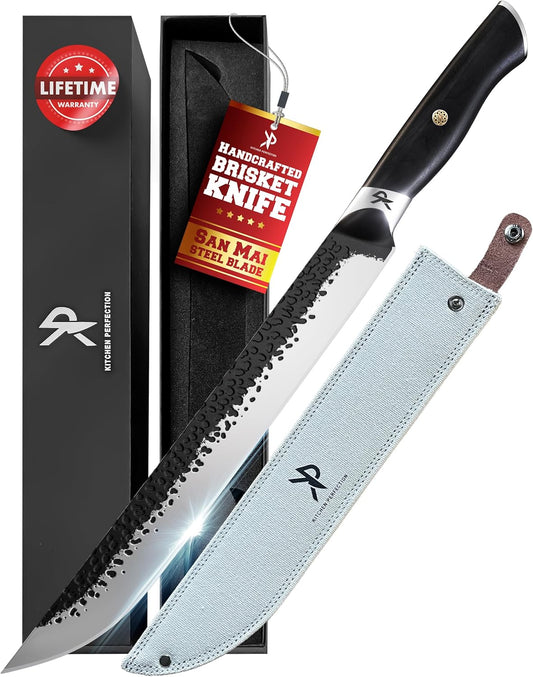 Kitchen perfection Handmade Meat Cleaver Knife for Meat Cutting - Professional 7" Serbian Chef Knife - Made of High Carbon Steel - Hand Sharpen Butcher Knife with Canvas Sheath, Unique Gifts for Men