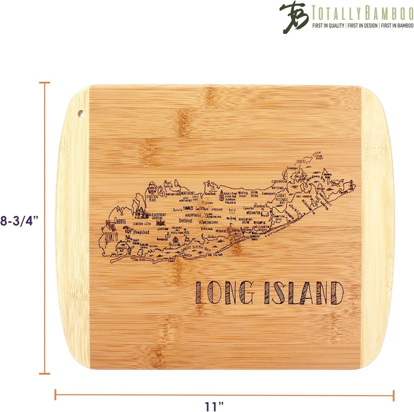 Totally Bamboo A Slice of Life New Jersey State Serving and Cutting Board, 11" x 8.75" - Colors A