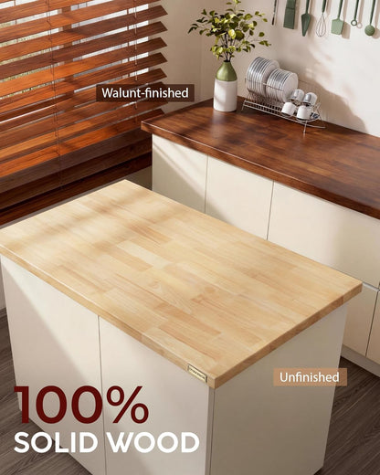 Hevea Butcher Block Countertop, 25"×24"×1.5" Solid Wood Butcher Block, Unfinished Wood Table Top DIY Cut for Kitchen Island, Cutting Board, Washer Dryer Countertop, Living and Dining Room Table 2ft