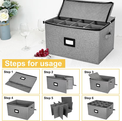 VERONLY 2 Pack Flatware Utensil Storage - Sturdy Silverware Storage Box with Dividers, 5 Compartment Flatware Storage Case with Handles and Removable Lid for Moving&Protected(Dark Gray)