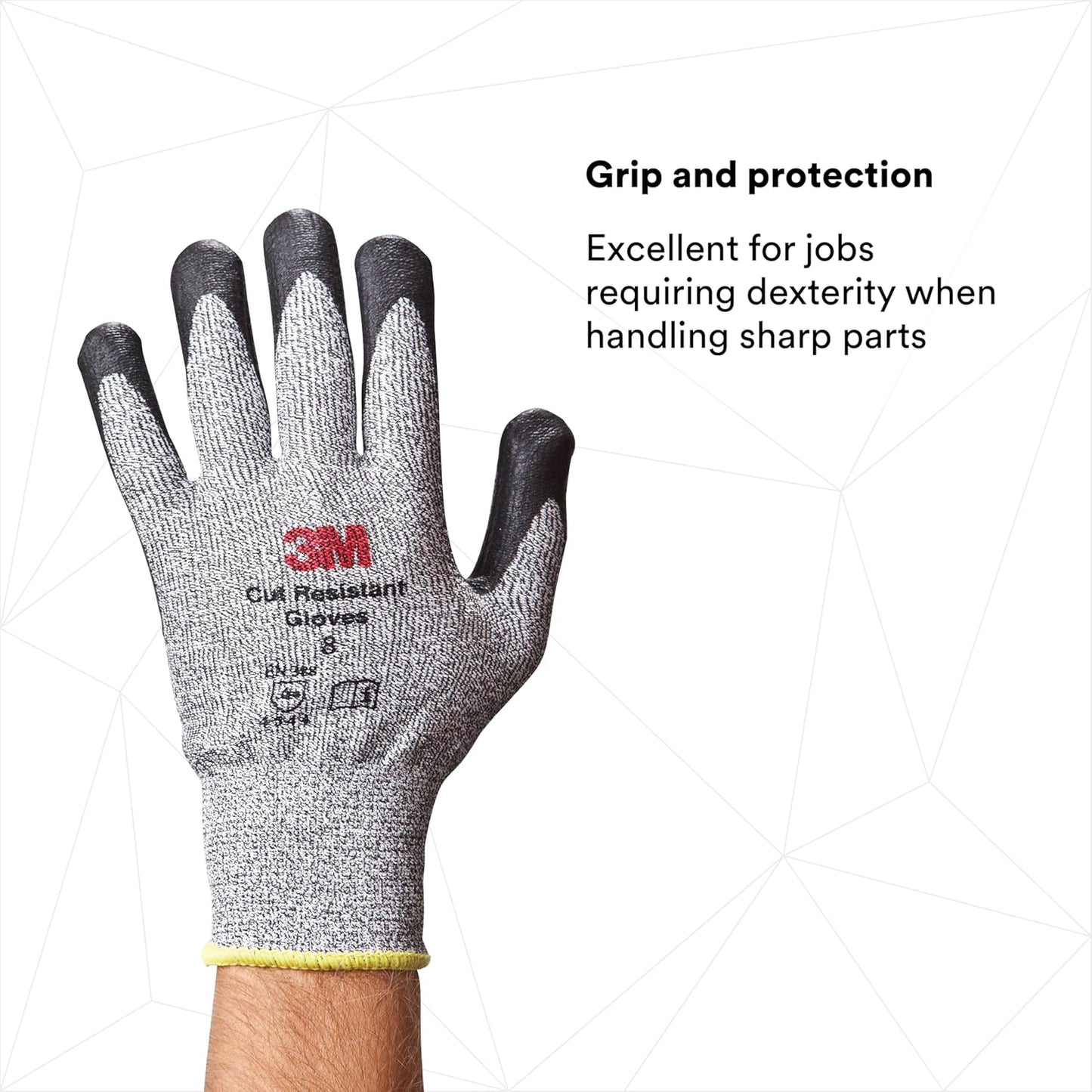 3M Comfort Grip Gloves, Cut Resistant ANSI 3, Size XL, 1 Pair, CGXL-CR, Nitrile Cutting Gloves, Medium-Duty, Washable, Knit-Cuffed, Long Lasting Durability