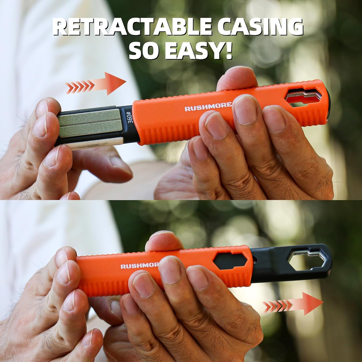 Rushmore 6-in-1 Garden Tool & Knife Sharpener – Carbide & Ceramic Blades for Pruners, Scissors, Axes, Machetes, Hedge Shears & Lawn Mower Blades – Repairs, Hones & Maintains Edges