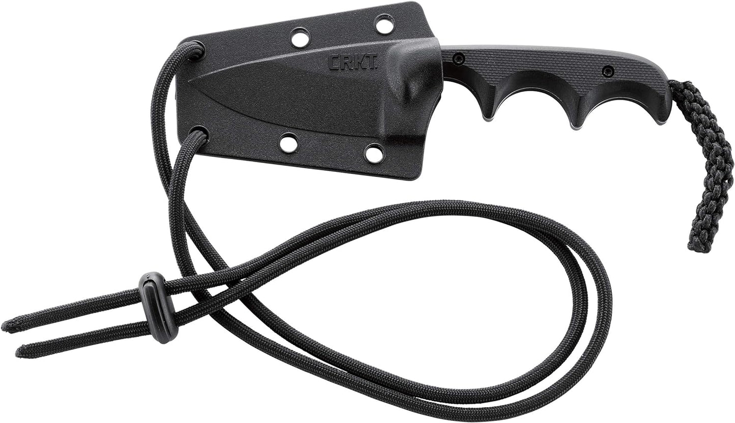 CRKT Minimalist Bowie Outdoor Survival Fixed Blade Knife with Sheath: Stainless Steel Plain Edge Blade, Micarta Handle, 2387